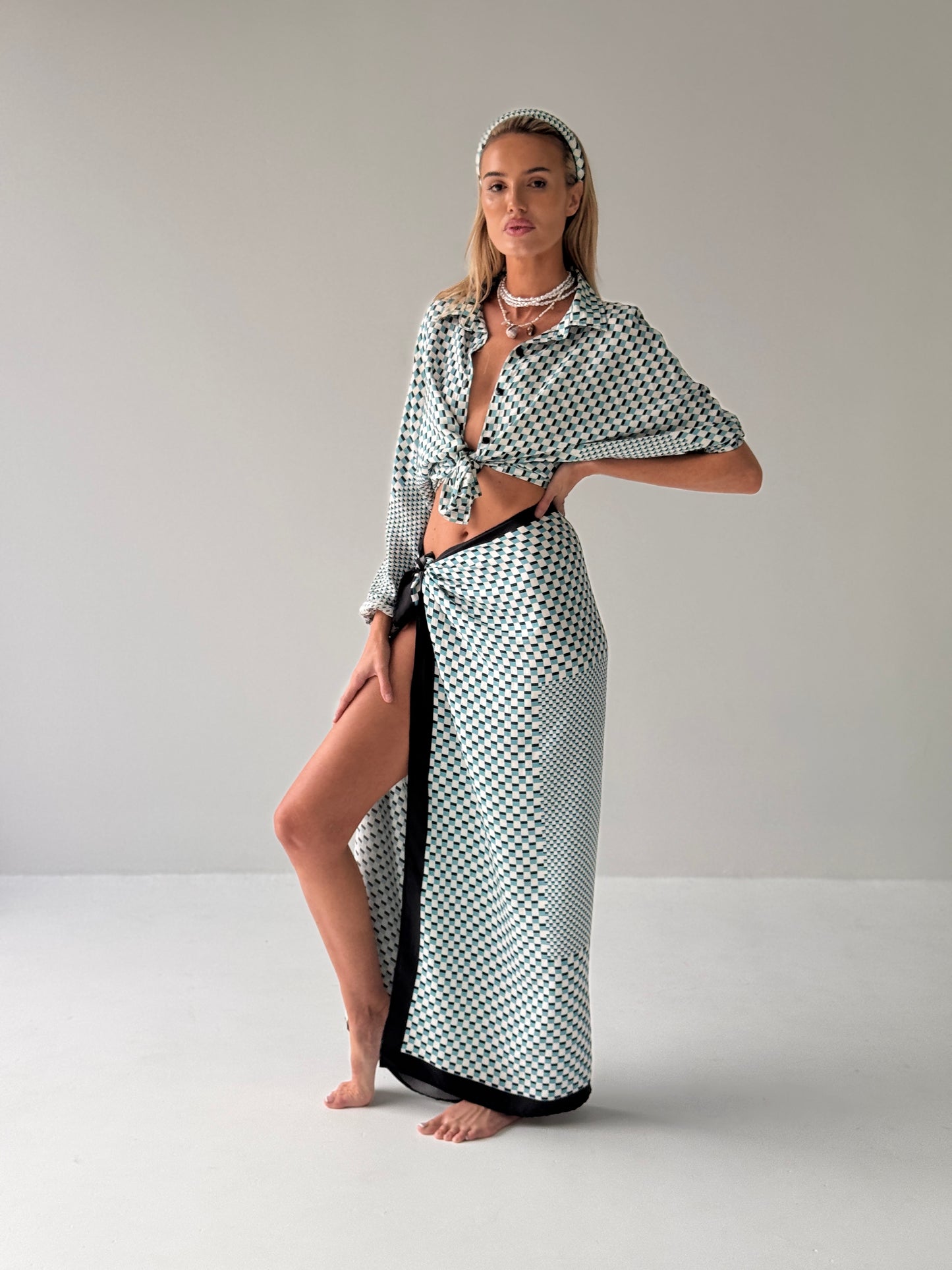 Grand Prix Ara Blue Silk Sarong Skirt