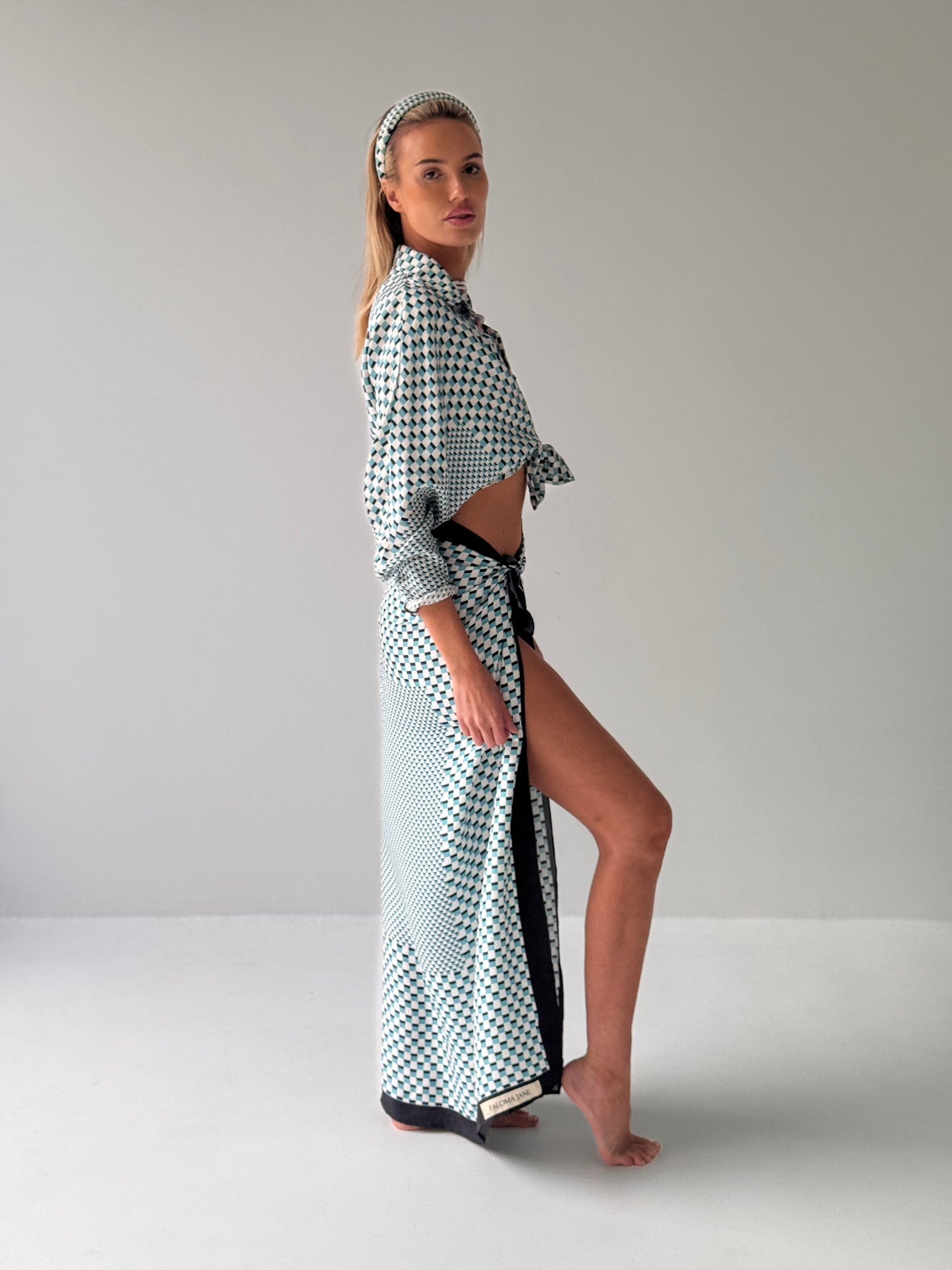 Grand Prix Ara Blue Silk Sarong Skirt